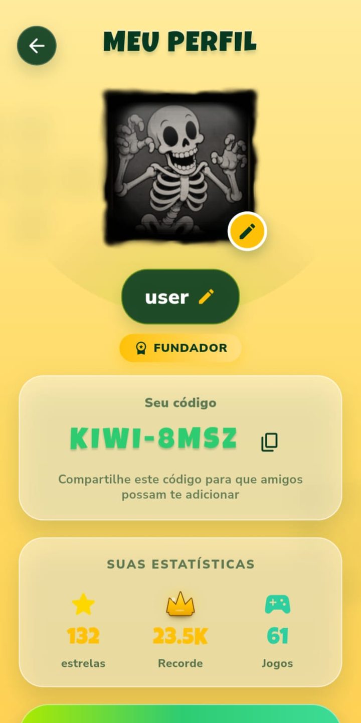 Perfil con estadísticas y código de amigo